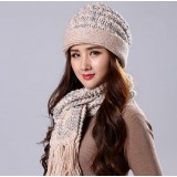 Women's wool knitted cap + scarf