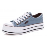 Women thickness bottom low cut lacing canvas shoes