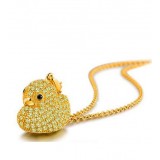 Yellow duck gold Plated silver Crystal Pendant